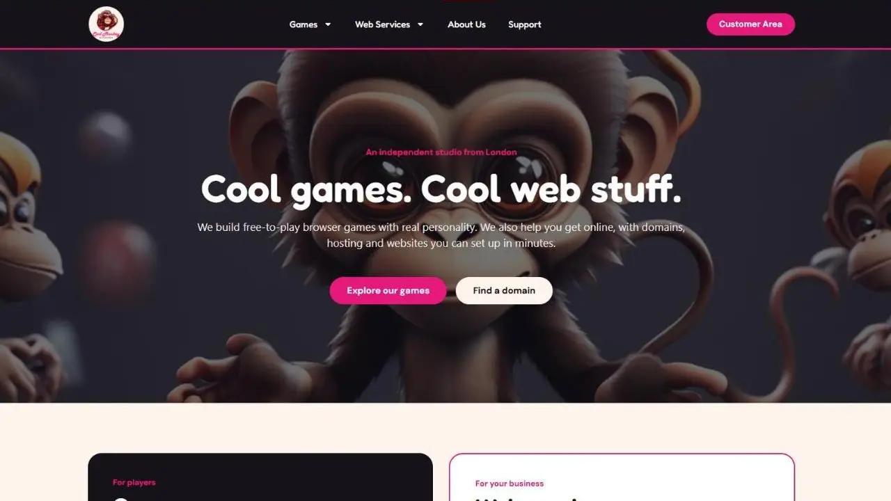 Cool Monkey Studios homepage: cool games and cool web stuff